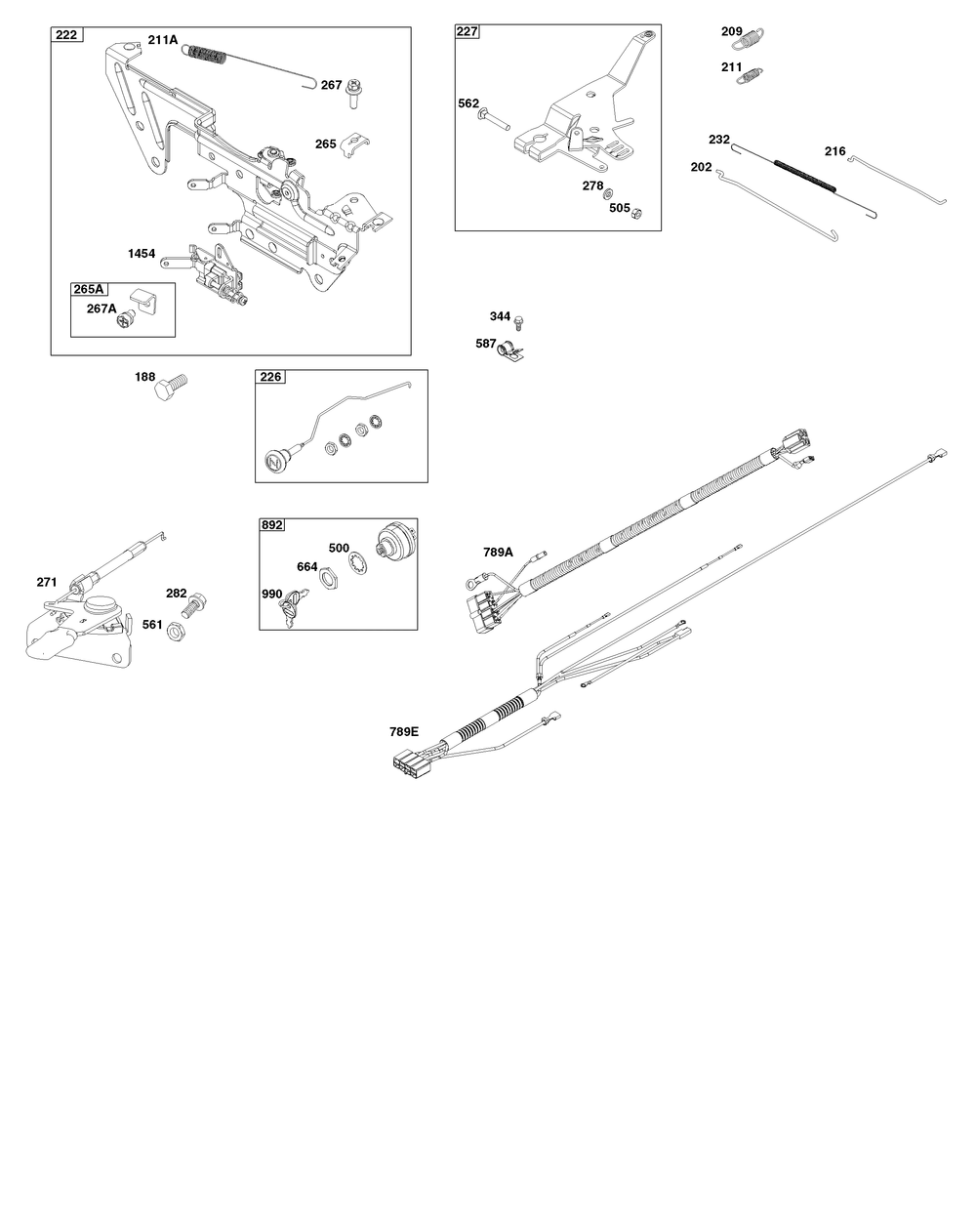 Controls Group Diagram and Parts List for 613477-0275-J1 400000 - 699999 Briggs and Stratton Engine
